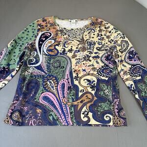 Orvis Women's Paisley Floral Medium 100% Cotton Shirt Long Sleeve Top